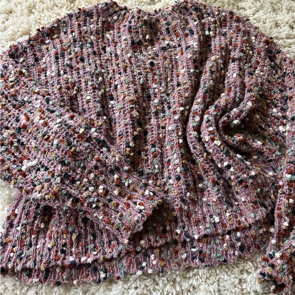 Pink and Red Crew Neck Sweater with Textured Knit - Picture 3 of 6